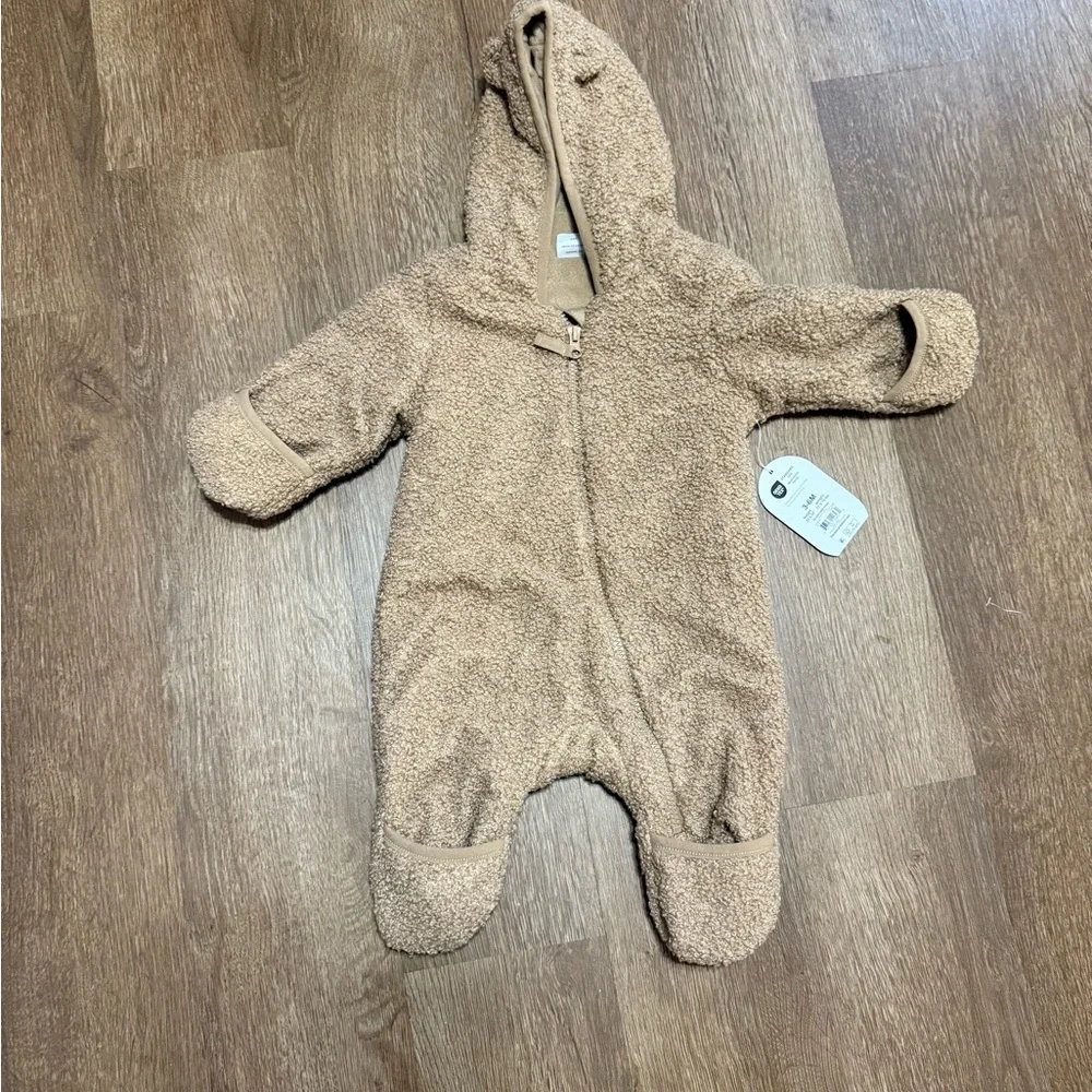 Cozy Tan Hooded Kids One Piece - Picture 2 of 2